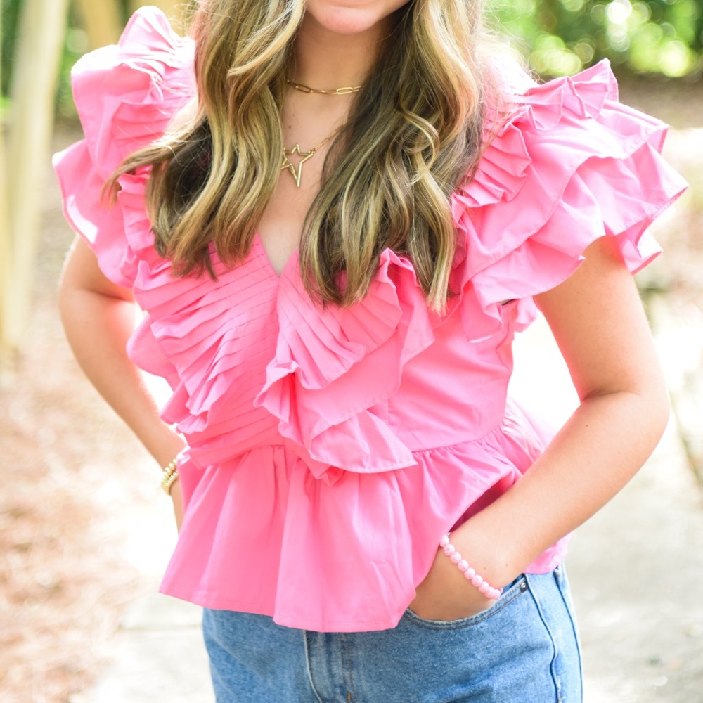 Pink Ruffle Women’s Top - Picture 10 of 10